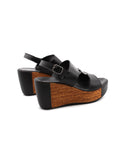Sandalo con zeppa da donna in pelle