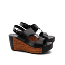 Sandalo con zeppa da donna in pelle