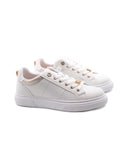 Sneaker bianca donna con dettagli oro