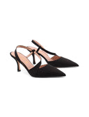 Décolleté slingback nera scamosciata