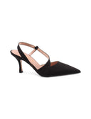 Décolleté slingback nera scamosciata