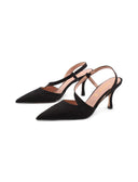 Décolleté slingback nera scamosciata
