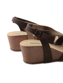 Sandalo zeppa in vera pelle da donna
