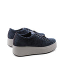 Sneaker gioiello in velluto blu donna
