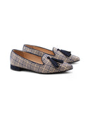 Mocassino in rafia da donna con nappine