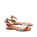 Sandalo in vera pelle intrecciata donna