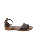 Sandalo in vera pelle intrecciata donna