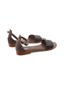 Sandalo in vera pelle intrecciata donna
