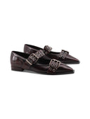 Ballerina bordeaux con fibbie e borchie