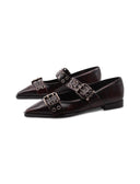 Ballerina bordeaux con fibbie e borchie