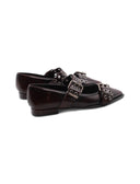 Ballerina bordeaux con fibbie e borchie