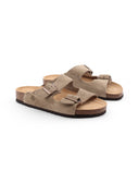 Ciabatta a doppia fascia in pelle donna