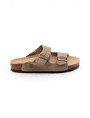 Ciabatta a doppia fascia in pelle donna