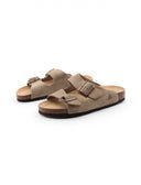 Ciabatta a doppia fascia in pelle donna