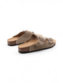 Ciabatta a doppia fascia in pelle donna