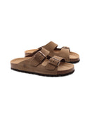 Ciabatta a doppia fascia in pelle donna
