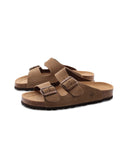 Ciabatta a doppia fascia in pelle donna