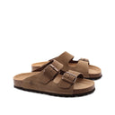 Ciabatta a doppia fascia in pelle donna