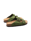 Ciabatta a doppia fascia in pelle donna