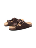 Ciabatta a doppia fascia in pelle donna
