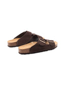 Ciabatta a doppia fascia in pelle donna