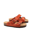 Ciabatta a doppia fascia in pelle donna