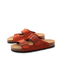 Ciabatta a doppia fascia in pelle donna