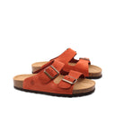 Ciabatta a doppia fascia in pelle donna
