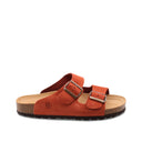 Ciabatta a doppia fascia in pelle donna