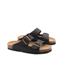 Ciabatta a doppia fascia in pelle donna