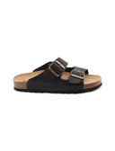 Ciabatta a doppia fascia in pelle donna