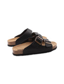 Ciabatta a doppia fascia in pelle donna