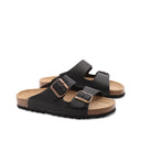 Ciabatta a doppia fascia in pelle donna