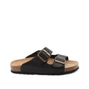 Ciabatta a doppia fascia in pelle donna