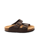 Ciabatta a doppia fascia in pelle donna