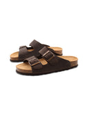 Ciabatta a doppia fascia in pelle donna