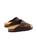 Ciabatta a doppia fascia in pelle donna