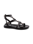 Sandalo nero in vera pelle da donna