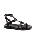 Sandalo nero in vera pelle da donna