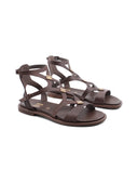 Sandalo nero in vera pelle da donna