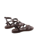 Sandalo nero in vera pelle da donna