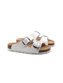 Ciabatta a doppia fascia in pelle donna