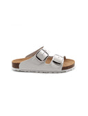 Ciabatta a doppia fascia in pelle donna