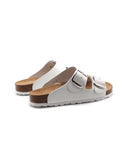 Ciabatta a doppia fascia in pelle donna