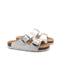 Ciabatta a doppia fascia in pelle donna