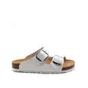 Ciabatta a doppia fascia in pelle donna
