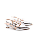 Slingback metallizzata con tacco kitten