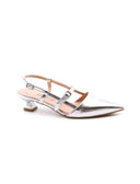 Slingback metallizzata con tacco kitten