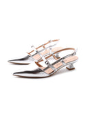 Slingback metallizzata con tacco kitten