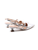 Slingback metallizzata con tacco kitten